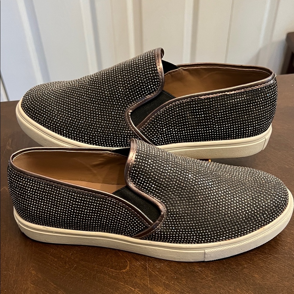 Stylish Sparkle Black Slip-On Shoes